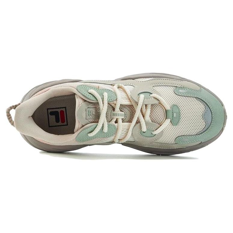 Fila Comfortable Fabric Synthetic Leather Low Top Running Shoes Women Sneakers Green Gray F12W332109FJW
