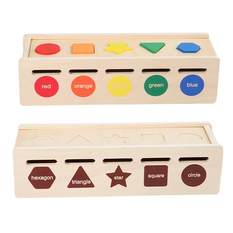 Montessori 2 In 1 Sort Toys Color & Shape Sorting Learning Matching Box with Lids for Baby Toddlers Educational Christmas Gift