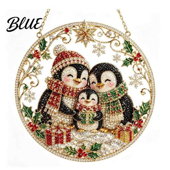 Reusable Christmas Decorations Hanging Diamond Art Ornament, 2D Acrylic Pearl Painting Window Pattern Suncatcher, Holiday Pendant for Wall Decor