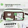 Pink & White Cartoon Kitten Pencil Case - Large Capacity for Girls, Trendy & Cute Stationery Bag for Students