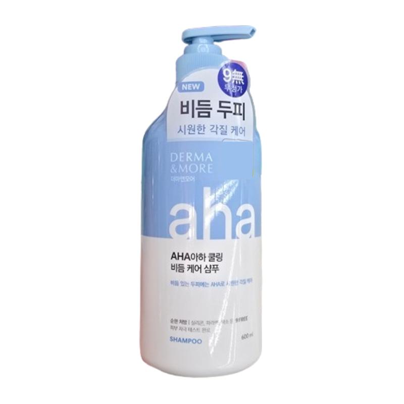 DERMA&MORE AHA Cooling Dandruff Care Shampoo 600ml – Scalp Exfoliating Care, Tea Tree Oil, Mild Acidic pH, Korean Scalp Shampoo for Oily & Itchy Scalp 600ml