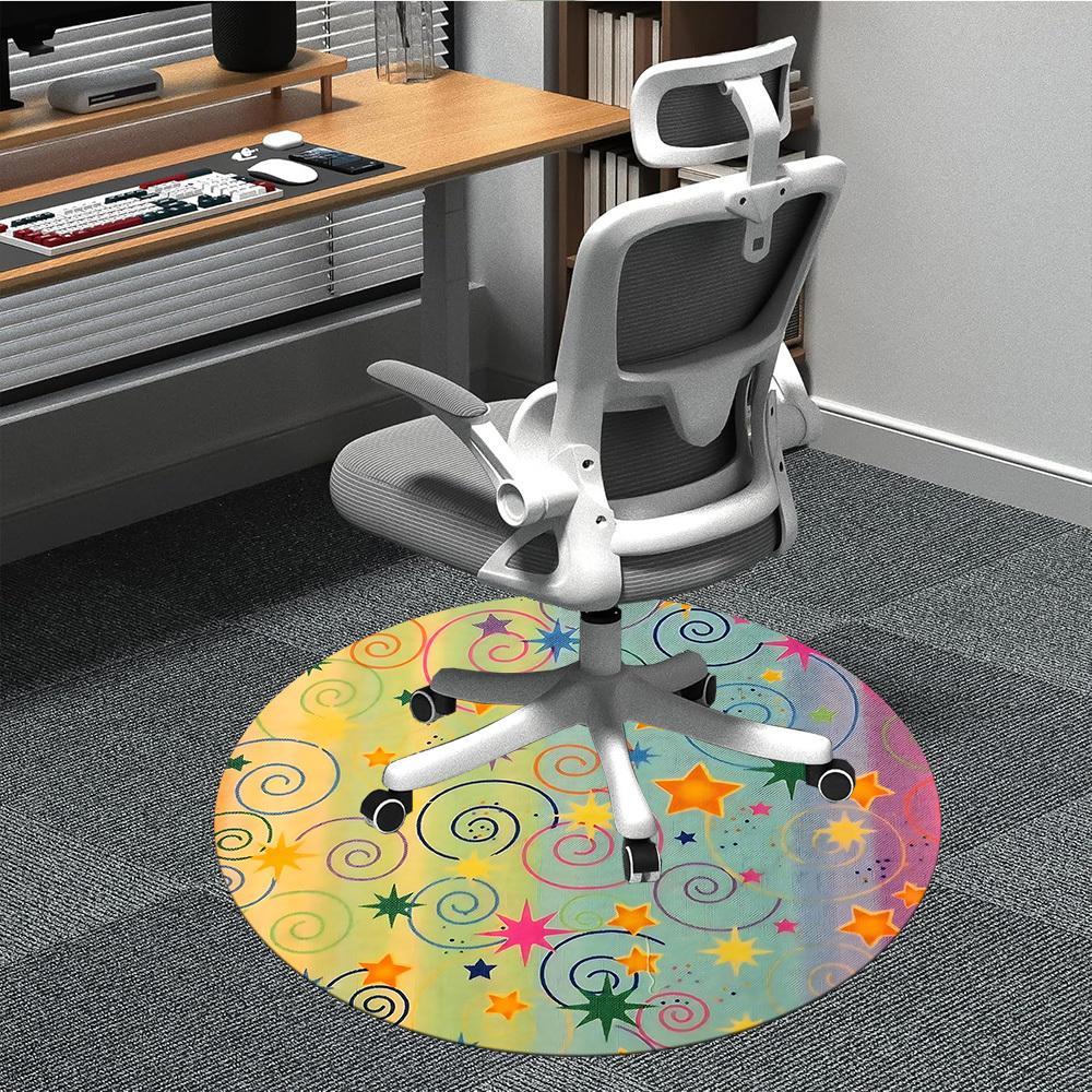 

1pc Stars Swirls Office Round Area Rug, Indoor Mat Suitable ForOffice, Under Office Chairs Bedroom Living Room Home Decor T200 80cm by 80cm