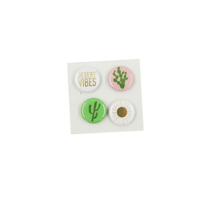MégaCréa DIY - Sticker badge Cactus 2,5cm 4 pièces