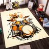 Stylish Drum Set Design Carpet with Orange and Black Patterns, Music Decor Suitable for use as an anti-slip for living room bedroom sofas