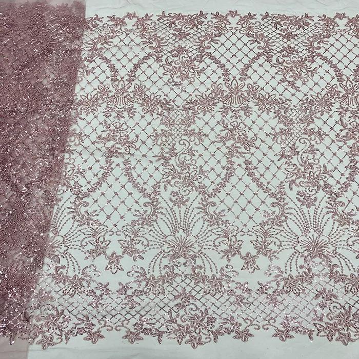 5yard soft lace Fabric palace style bead tube sequin embroidery telas para costura Design Wedding Dress diy fabric for sewing