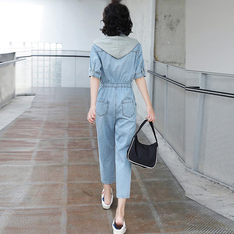 Korean Style Women's Denim Overalls - Slimming European Jumpsuit for Summer