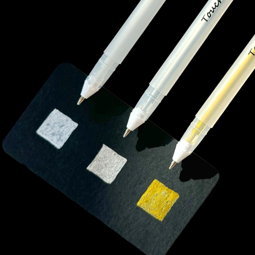 Highlighter Pens for Black Paper, Gel Ink Pens (White, Silver, Golden) with 0.9mm Nib, Ideal for Artists, Students & Journalers