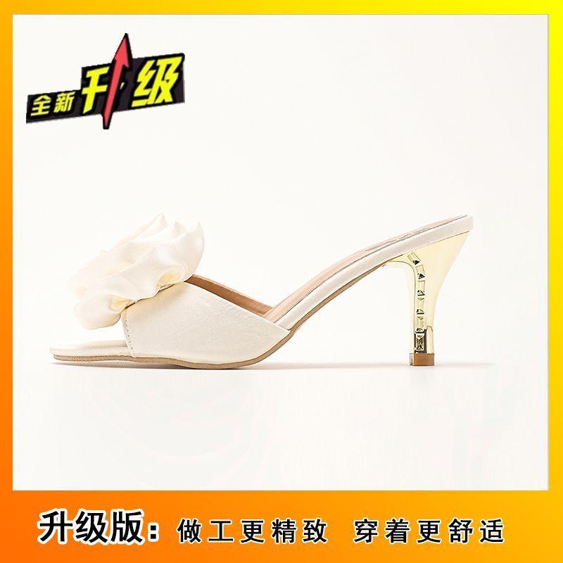 Fairy sandals wear sweet slippers female flower stiletto high heel slippers female shoes 2025 new summer