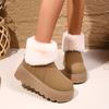Women's Faux Fur Lined Short Snow Boots Thick Bottom Comfortable Cotton Boot Trendy Fashion Sleeve Boot Warm Cozy Fur Boot