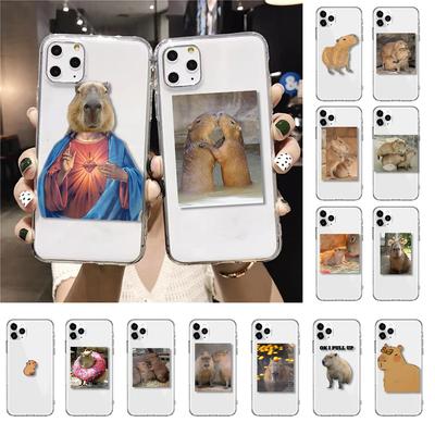 Funda de teléfono para Iphone 14 Pro Max 13 12 11 Pro Max Xs Max Xr X 12mini 7 8 14 Plus Se divertido Animal capibara Funda Capa celular