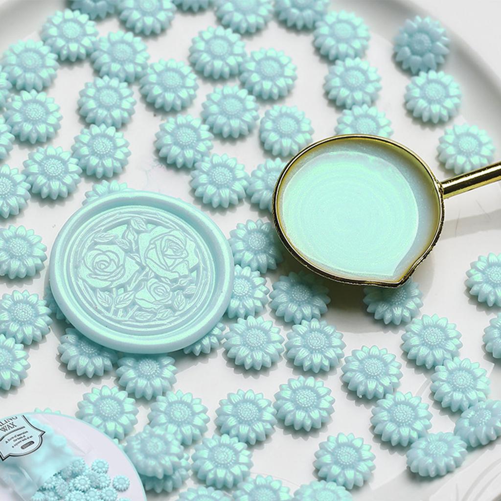 100PCS Wax Sealing Wax Beads Sunflower Sealing Wax Sealing Beads for Seal Invitation Gift Cards Christmas Gift Wrapping