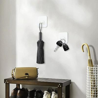 Strong Adhesive Wall Hooks Peel and Stick 8 Pieces Key Holder Sticky Transparent Towel Hanger Waterproof for Kitchen Bathroom