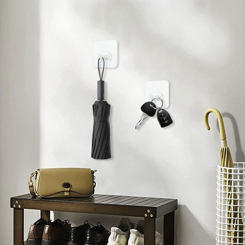 

Strong Adhesive Wall Hooks Peel and Stick 8 Pieces Key Holder Sticky Transparent Towel Hanger Waterproof for Kitchen Bathroom CHINA