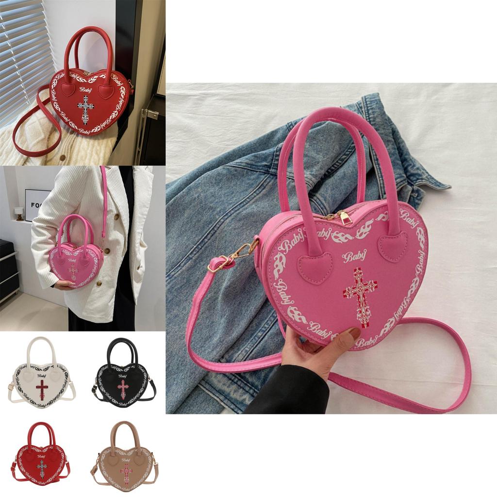Trendy Heart-shaped Handbag For Women Street Style Versatile Fashion Pu Bag