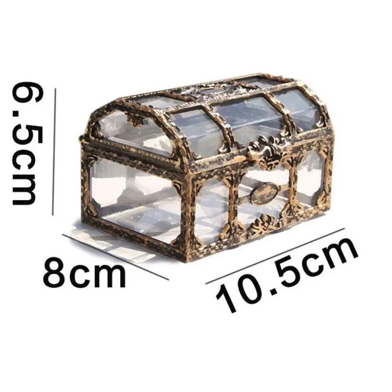 Creative Plastic Treasure Box Transparent Pirate Treasure Box Shape Fish Tank Decoration Landscaping Aquarium Home Ornaments