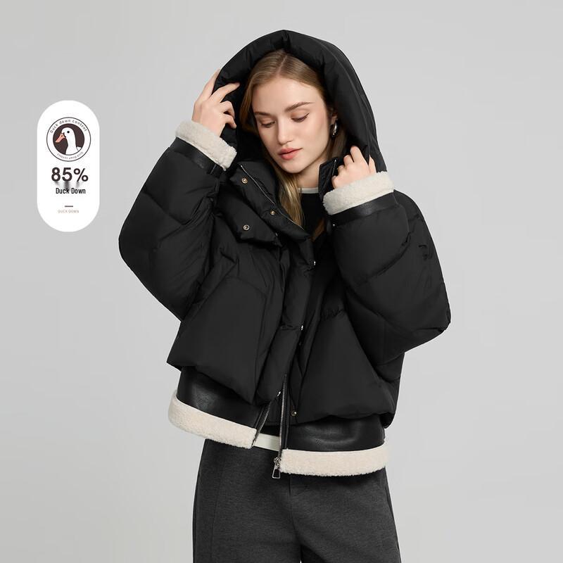 Shetu Fashion Лоскутная короткая пуховая куртка с капюшоном S
