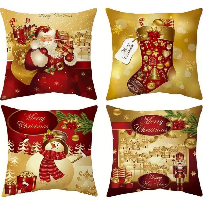 Christmas Linen Pillowcase: Home Sofa Decor & Car Lumbar Support Cushion Cover