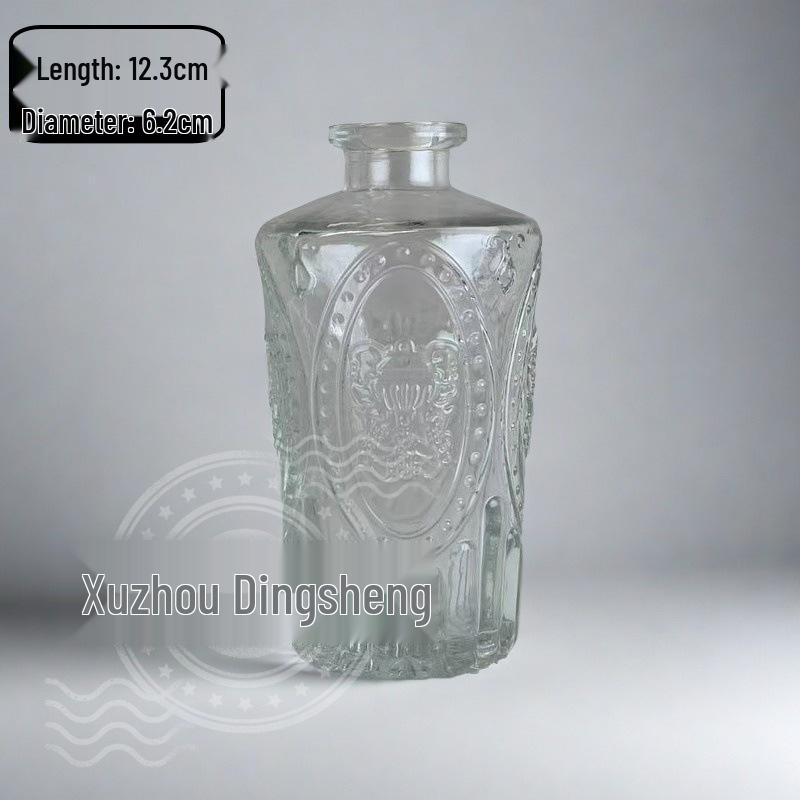 High-End Retro Glass Vase Set: Floor-Standing Transparent Ornaments In Soft Ins Style