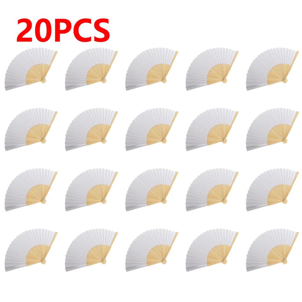 1-50pcs DIY Paper Bamboo Folding Fan Adults Children's Calligraphy Painting Practice Blank White Purple Folding Fan Wedding Gift