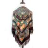 130*130cm Russian National Square Scarf Women Luxury Floral Print Fringed Ukrainian Shawl Babushka Handkerchief Head Wraps