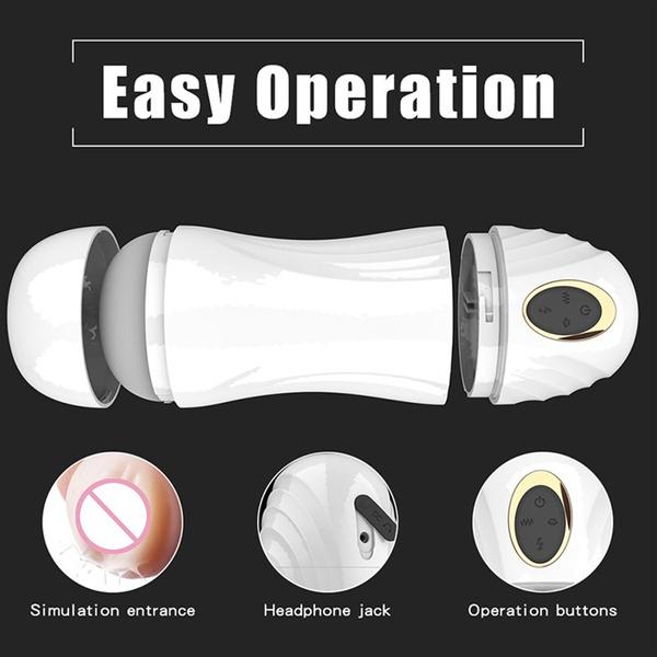 Automatic Sucking Male Masturbator One Click Orgasm with 5 Suction & 10 Vibration Modes Real Vaginal Pussy Oral Sex Toys for Men