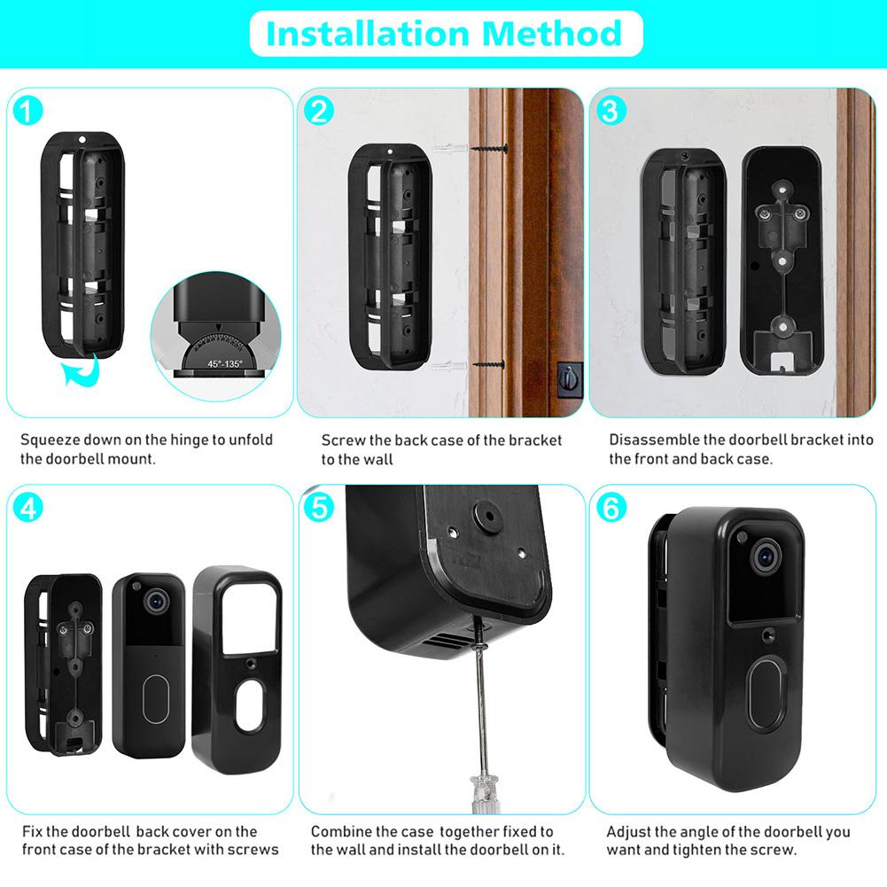 1Set Doorbell Bracket 45°-135° Adjustable Angle Mount Doorbell Accessories For Blink 2nd Gen Doorbells Rack With Charging Holes China Mainland