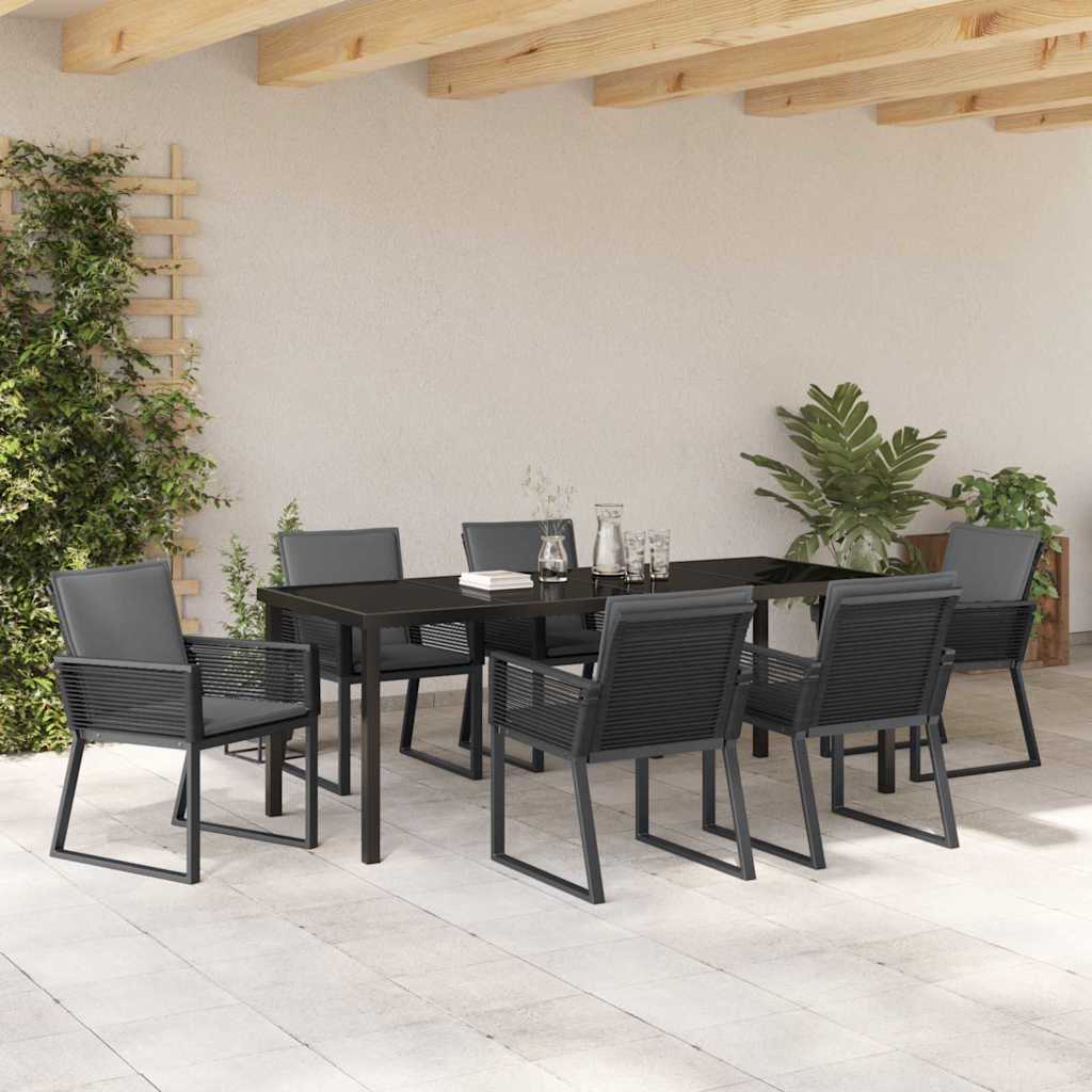 Garden Dining Set 7 pcs Black Powder Coated Steel