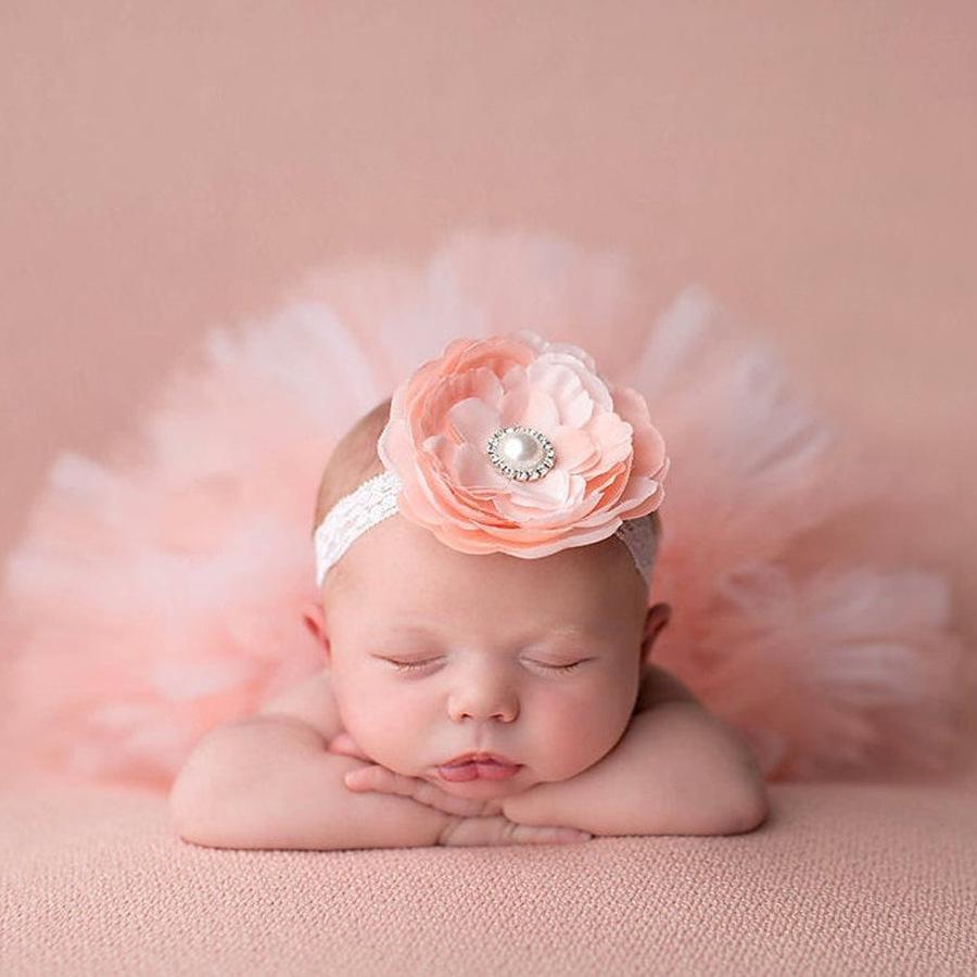 2Pcs/Set Newborn Girls Tutu Skirts For Photoshoot Cute Baby Girls Fluffy Bow Cake Skirts+Headband Sets Infant Photography Props