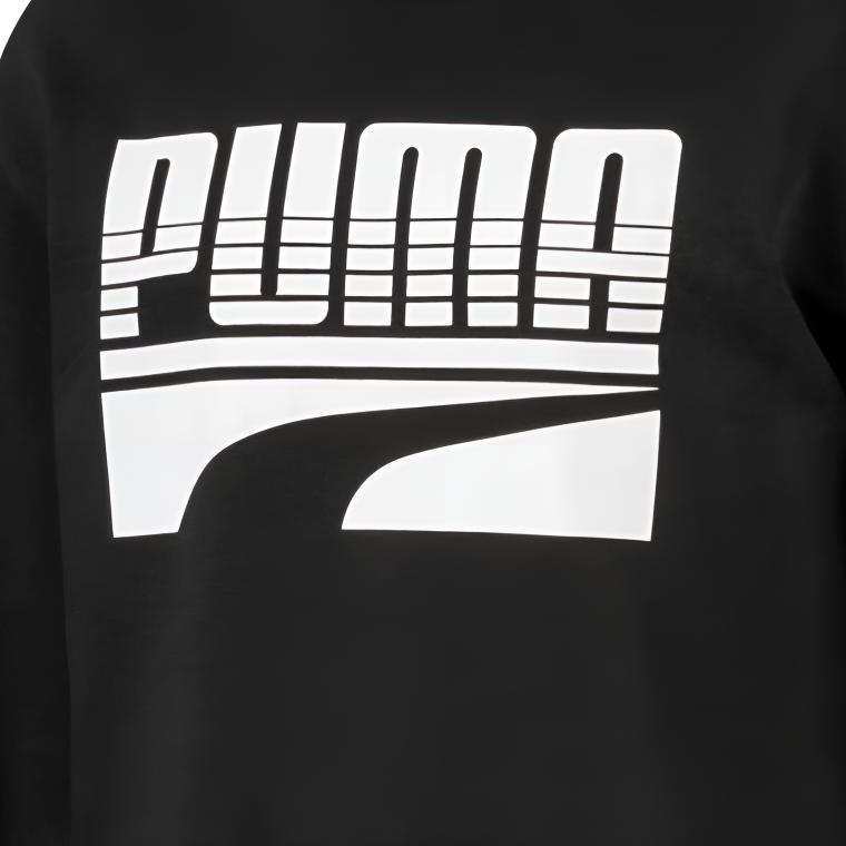 Puma Sweter męski z nadrukiem literowym, z okrągłym dekoltem, z długim rękawem, bluza amerykańska, czarny 580905-06