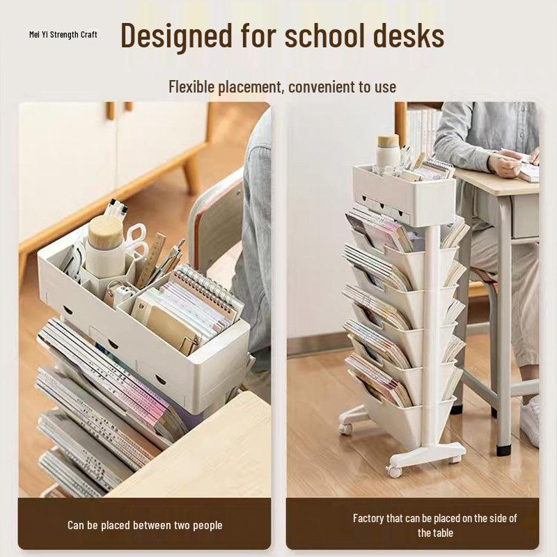 Adjustable Desk Edge Bookshelf: Compact Study Storage Shelf and Book Stand for Classroom or Office.
