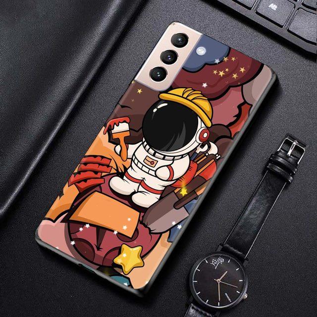 Phone Case For Samsung Galaxy S21 S20 Ultra S10 Plus Lite S21 S20 Fe 5g S10e S9 S8 S7 Edge Shell Fundas Cute Cartoon Astronaut