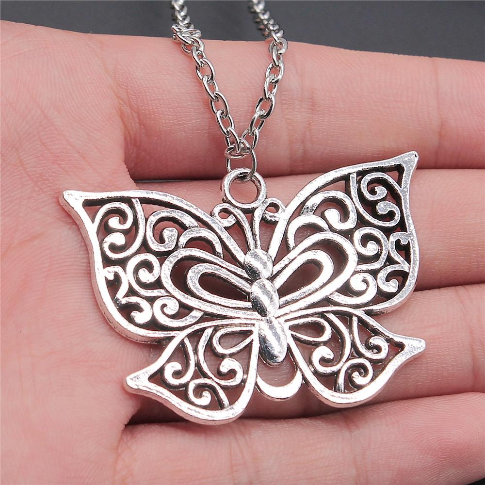 New Fashion Antique Silver Color Flying Animal Insect Necklace Butterfly Dragonfly Bee Cicada Pendant Necklace Gift For Women