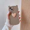 Bear Ears 3D Heart Compatible with iPhone 16 Pro Max Apple 17 Phone Case 15/14 Matte Soft Case