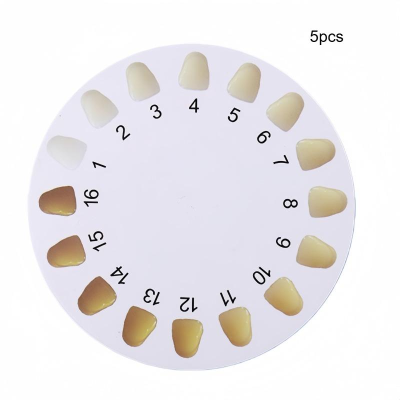 5 шт. 16-цветная стоматологическая карта для сравнения цвета зубов, таблица цвета зубов, руководство по оттенкам зубов, одноразовая карта для сравнения при отбеливании зубов