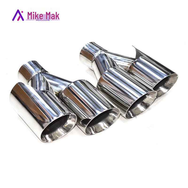 Universal Stainless Steel Car Exhaust Tailpipe: One-in-Two, Double Four-Out, Welded Edge Muffler.