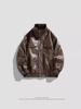 American PU leather jacket men's jacket spring and autumn new stand-up collar locomotive clothing versatile trend explosive jacket men