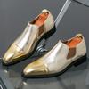 Designer New Men's Gold Patchwork Dress Loafers Male Luxury Fashion Groom Wedding Shoes Italian Style Homecoming Prom Footwear