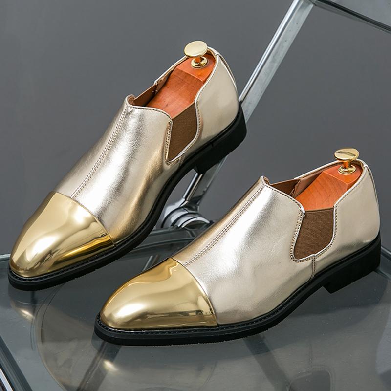 Designer New Men's Gold Patchwork Dress Loafers Male Luxury Fashion Groom Wedding Shoes Italian Style Homecoming Prom Footwear