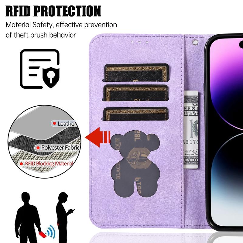 XINYEXIN Custodia Portafoglio Con Coperchio Per Xiaomi 14 5G - Pelle Premium Viola, 3 Slot Carte E Supporto Magnetico