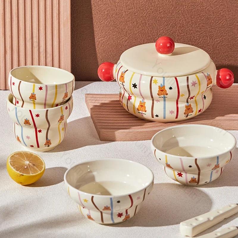 Creative Cute Cartoon Ceramic Bowls High End Unique Dessert Bowl Household Delicious Ramen Bowl Exquisite Tea Set Coffee Cups