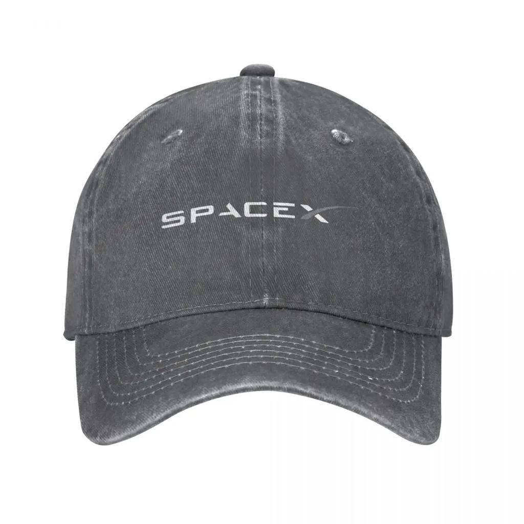 2026 Vintage Ponytail Baseball Cap Adjustable Sunhat Spacex White Logo Spring Summer Cap Washed Casquette Casual