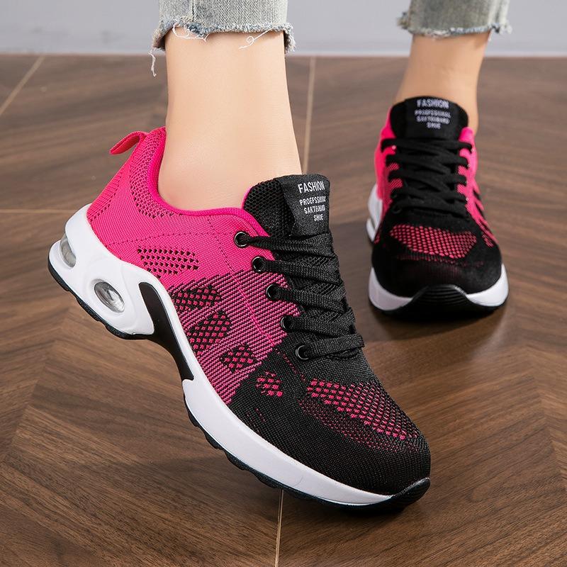 Four Seasons Mesh Breathable Fashion Sports Light Women's Shoes Fashion Flying Weaving Casual Air Cushion Running Shoes