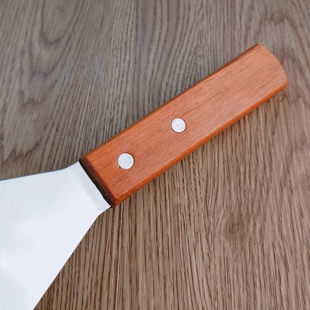 Stainless Steel Pizza Shovel Wood Handle Grill Scraper Square Head Steak Spatula  Barbecue