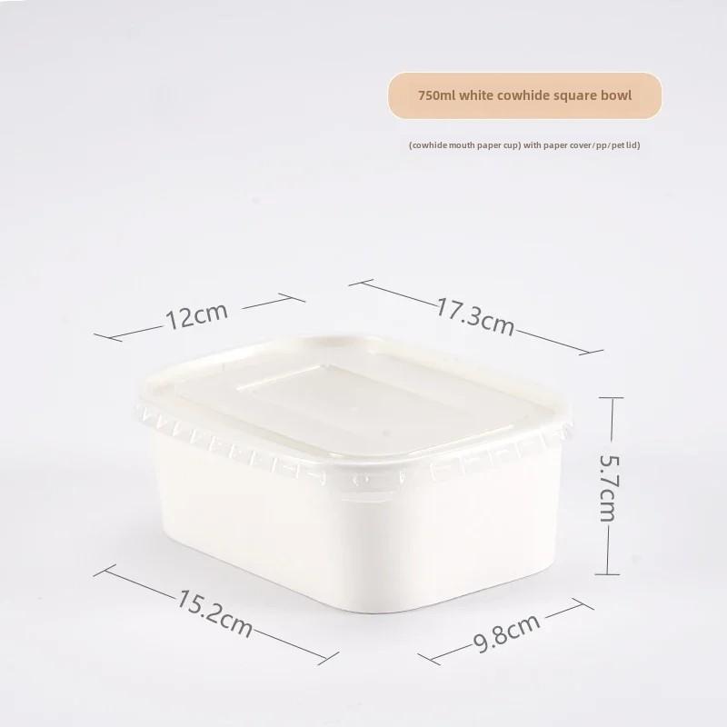25pcs Food Grade Disposable Kraft Paper Lunch Box Rectangular Takeout Paper Bento Box Light Salad Lunch Box