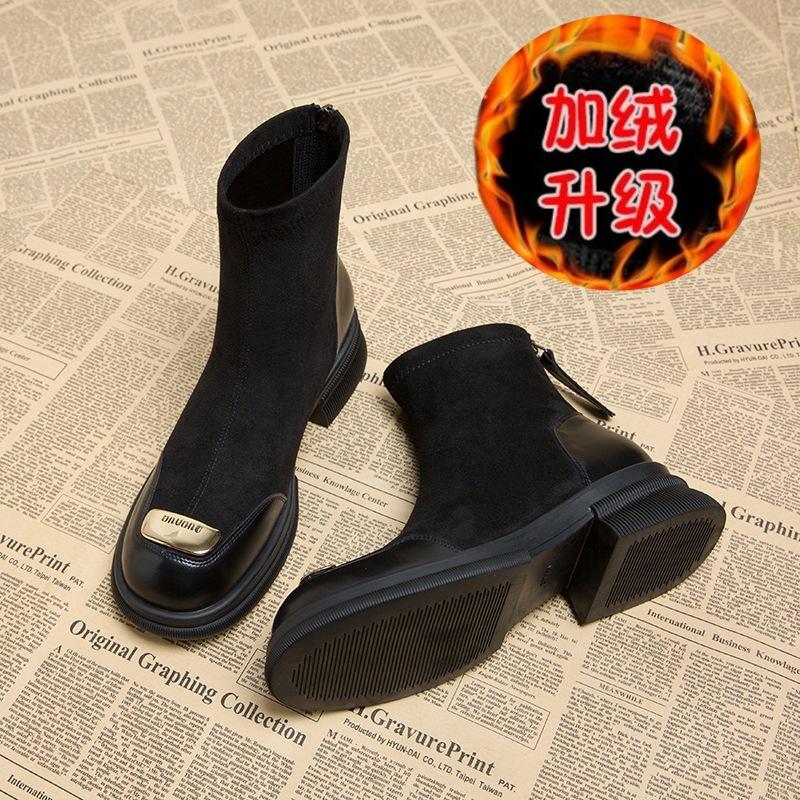 

Soft Leather Edition~ Boots Women 2025 Spring and Autumn New Korean Versatile Casual Skinny Boots Advanced Flat Boots 35