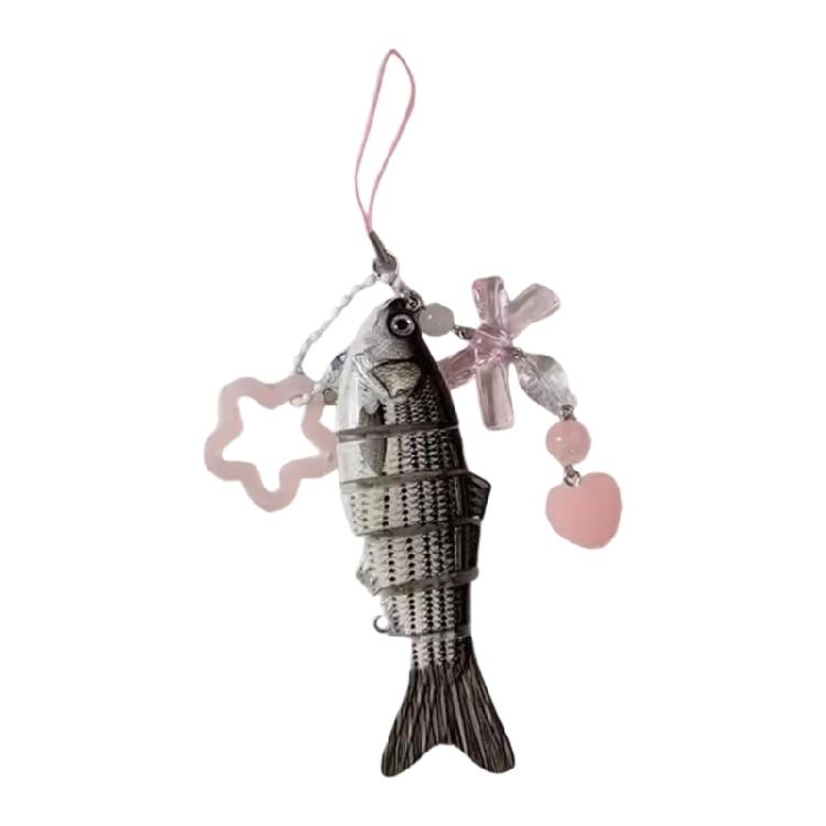 Sturdy Resin Fish Ornament With Metallic Star Embellishment Graceful Tassels Pendant Decoration for Daily Casual Use