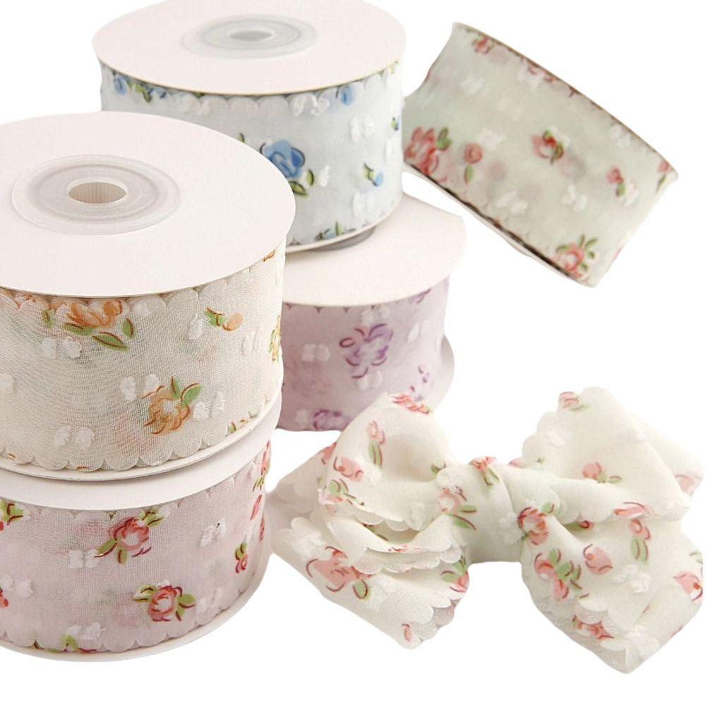 Double Velvet Lace Trim Fabric 1.50in×10 Yard Chiffon Tape Bouquet Ribbons DIY Gift Wrapping Cake Packaging Ribbons for Crafts