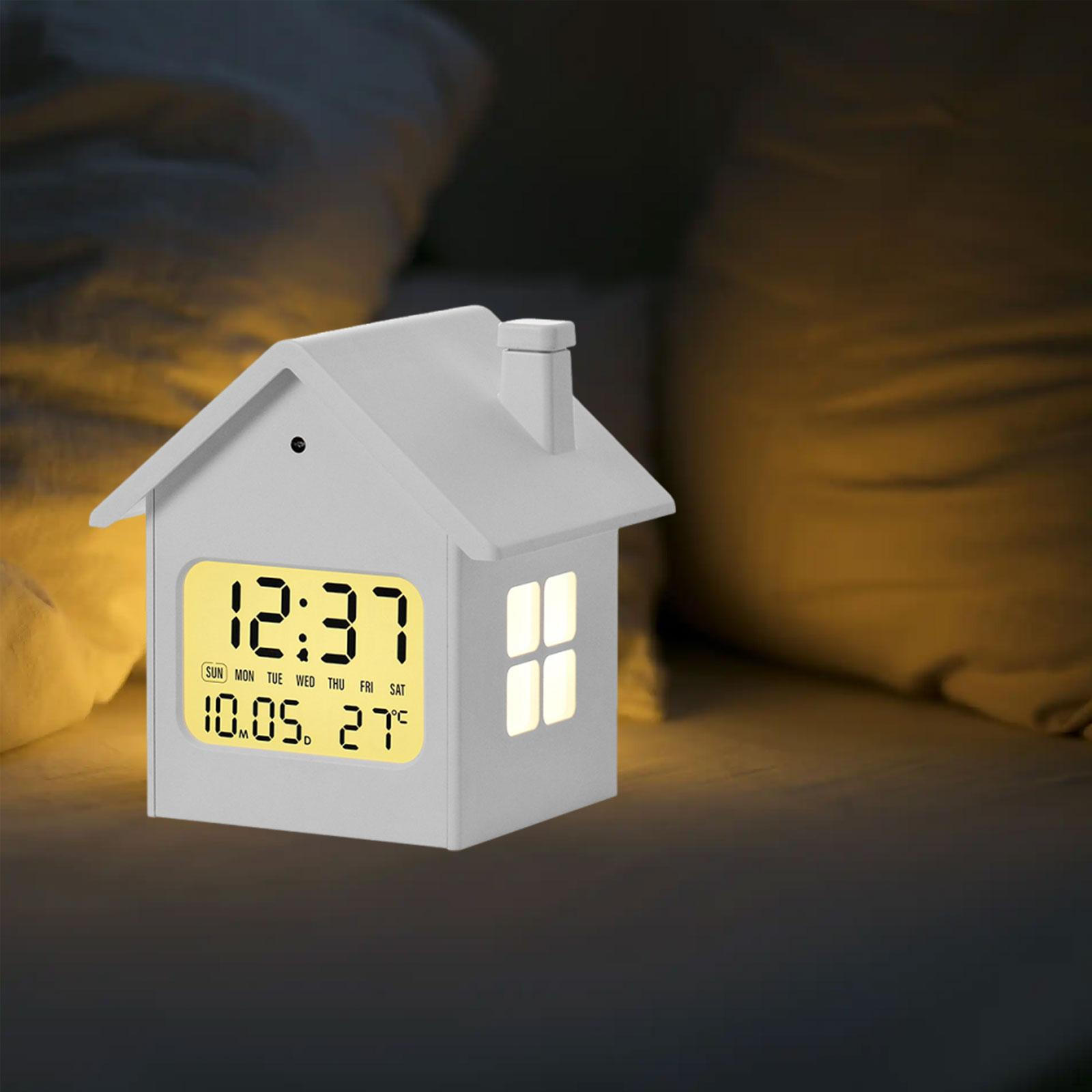 

Children s House-shaped Digital Alarm Clock, Night Light, Roof for Room