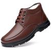 Cotton Shoes Men's Genuine Leather Winter Warm Velvet Beef Tendon Soles Middle-aged and Elderly Father Winter Wool Non-slip Men's Cotton Leather Shoes