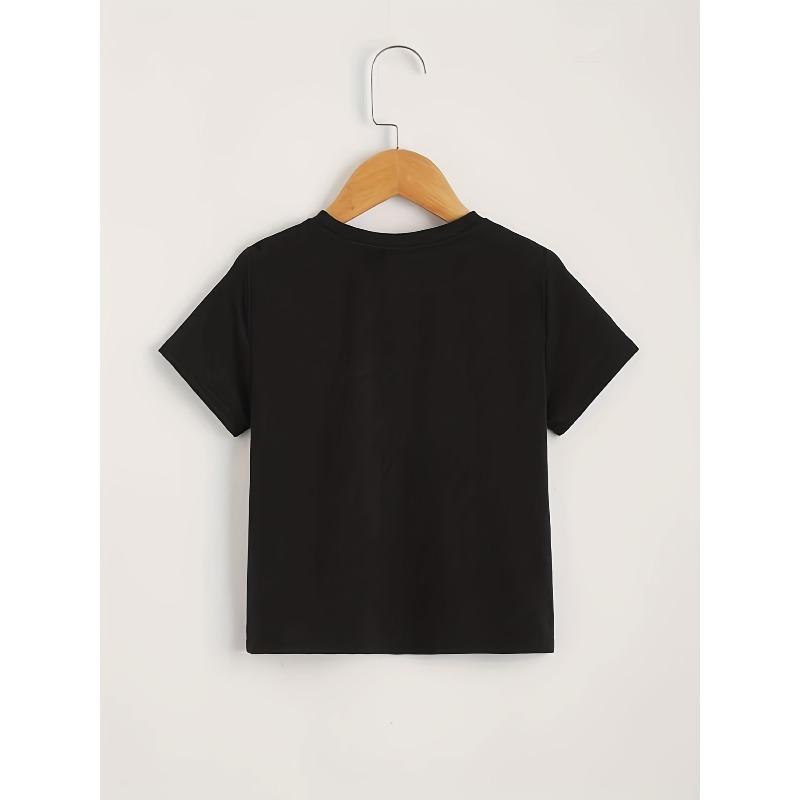 European sizes Toddler Girls Letter Round Neck Tees Top | Kids Summer Clothes